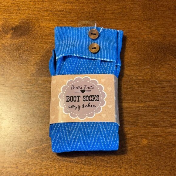 Britt's Knits boot socks chevron NWT unopened blue - Picture 1 of 2
